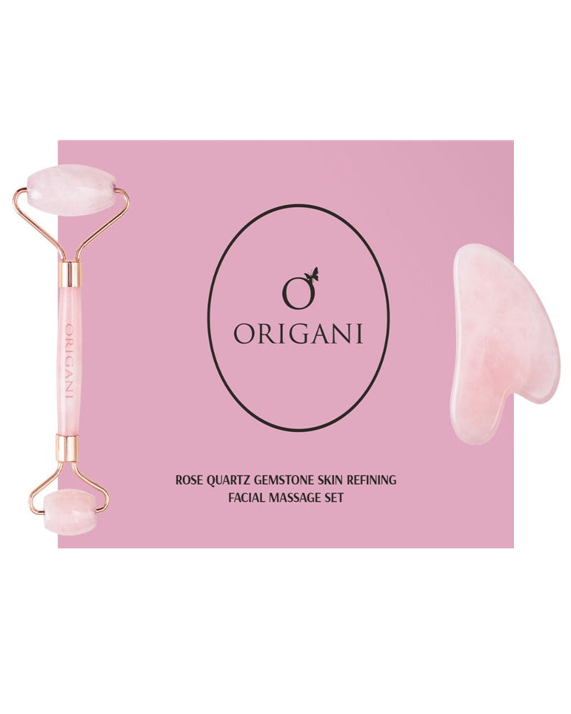 ORIGANI ROSE QUARTZ GEMSTONE SKIN REFINING FACIAL MASSAGER SET
